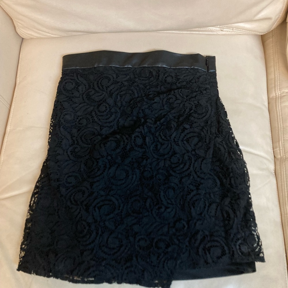 Xtra am. Zara bustier faux leather around top,lace overlay,straight hem.